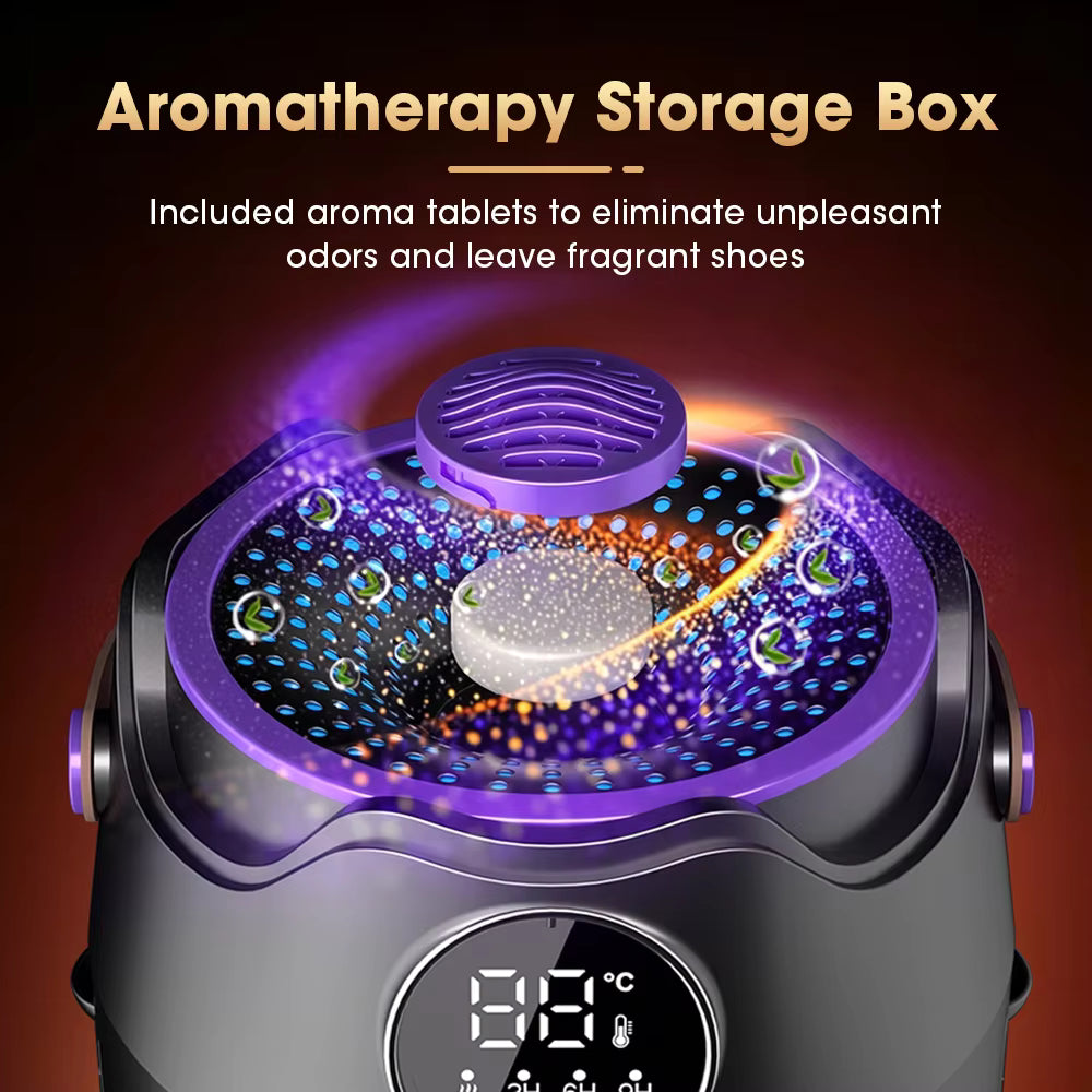 6-Arm Electric Shoe & Boot Dryer with UV Sterilization, Aroma Box & 3-Speed Timer (48°C)