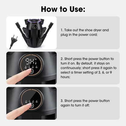 6-Arm Electric Shoe & Boot Dryer with UV Sterilization, Aroma Box & 3-Speed Timer (48°C)